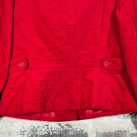 Talbots Blazer Woman's 12 Red Quilted Button Up Lined Cozy Holiday Retro - Picture 7 of 12